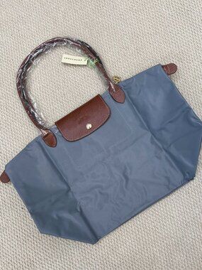 NWT Longchamp Le Pliage Steel Gray Large Tote Canvas Handbag L Shoulder